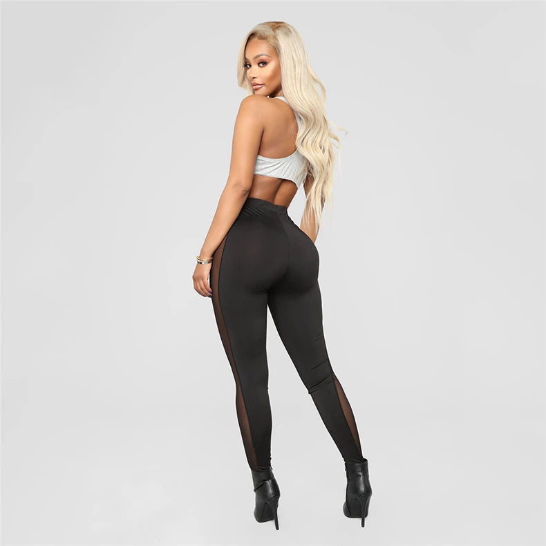 Women's Mesh Leggings Gym Pants High Waist Elegant Sports Womens Push Up