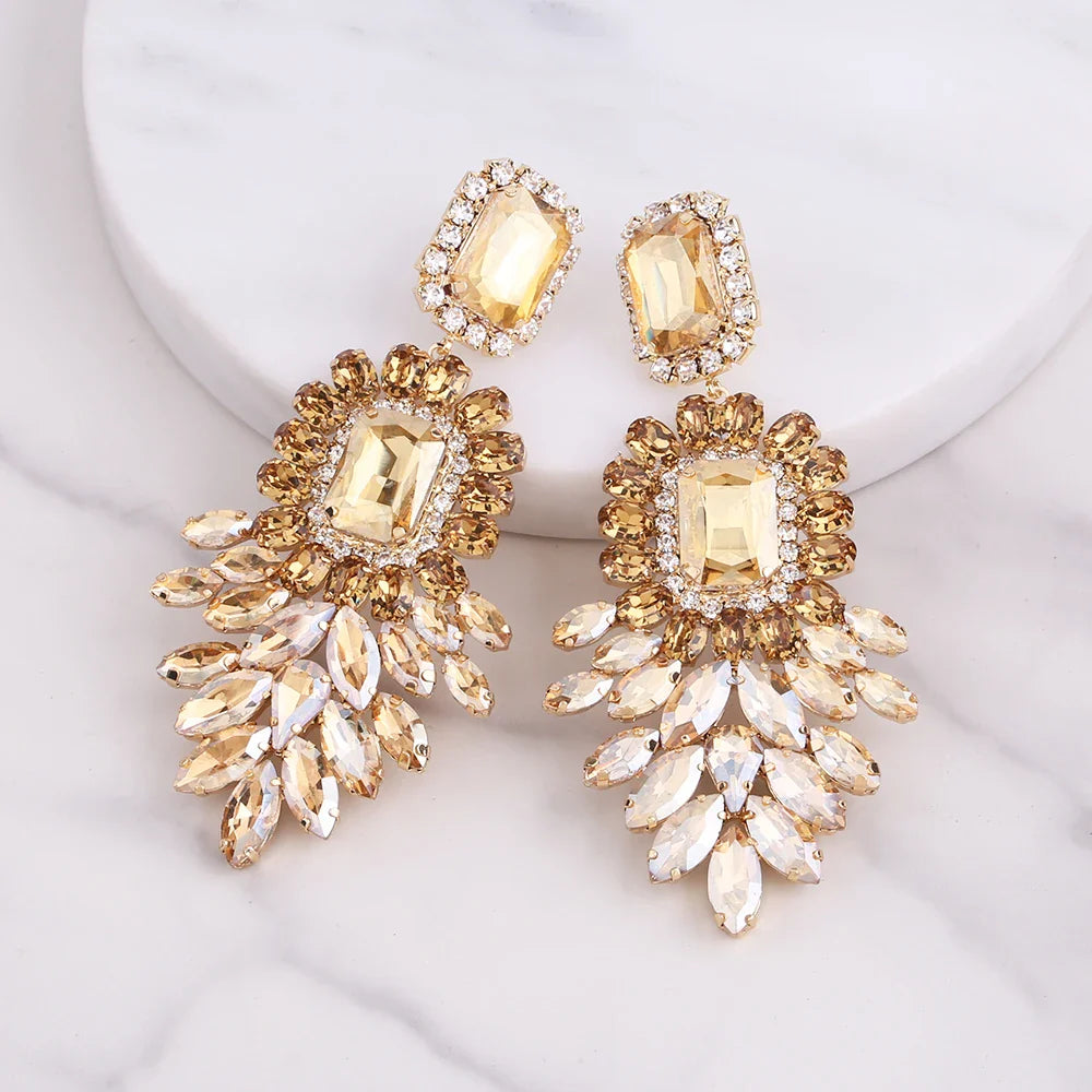 New Crystal Dangle Earrings For Women Rhinestone Earrings Weddings Ladies Party Fashion Jewelry Accessories Wholesale Gifts