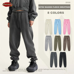 Autumn Winter Men's Washed Sweatpants Retro Unisex Loose 355gsm