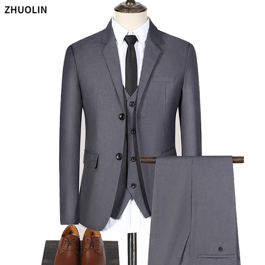 Men Suits Blazers 3 Pieces Elegant 2 Sets Luxury Wedding Business Vest Pants