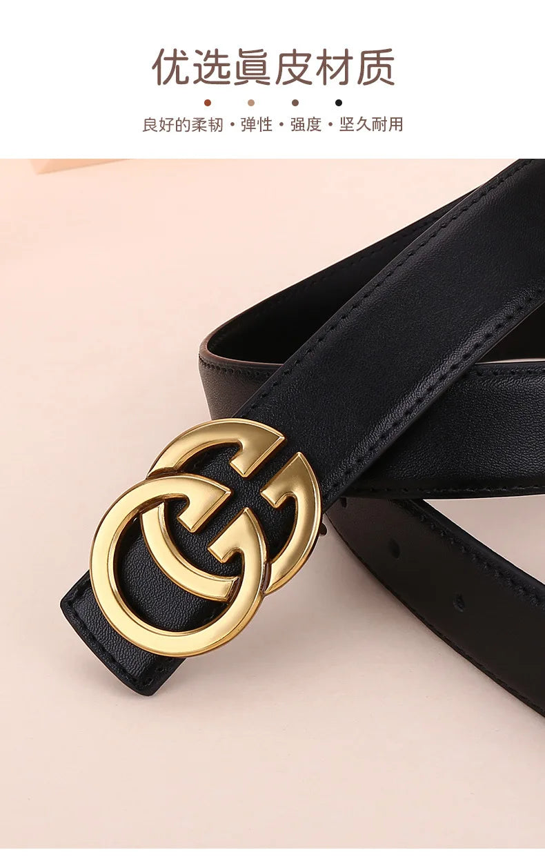 Ladies genuine leather belt, versatile decoration for business and casual wear, simple and fashionable, with a high-end feel.