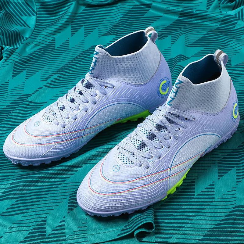 Professional Unisex Soccer Shoes Long Spikes TF Ankle Football Boots
