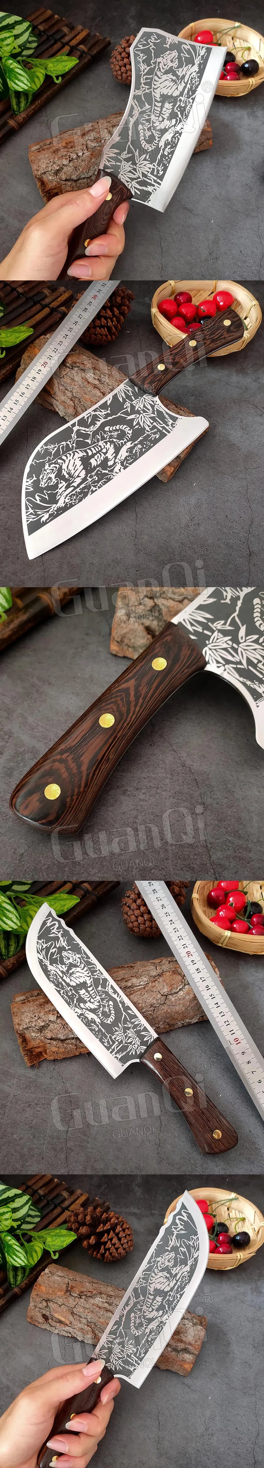 High Hardness Butcher Knife Stainless Steel Tiger Pattern Kitchen knife Bone Chopper