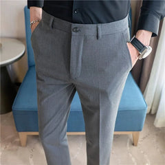 Mens Solid Business Social Suit Pant 2024 Spring Formal Slim Fit Wedding Trouser Mens