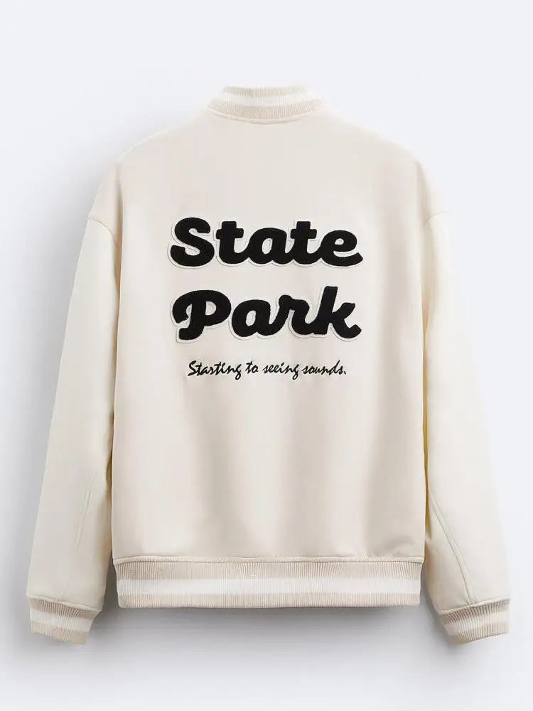 Baseball Jacket Solid Color Towel Embroidered Academy Style Aviator Jacket For Men