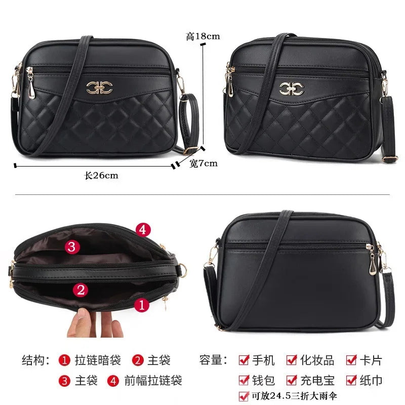 Four Layer High Capacity Middle Aged Women's Bag Fashion Lingge