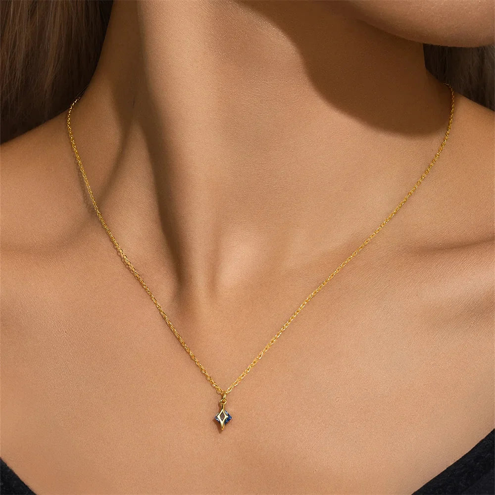 Aide 925 Sterling Silver Necklaces Charms for Women Crystal Cross Clavicle Collar Chain Simple Choker Necklace Accessories Gift