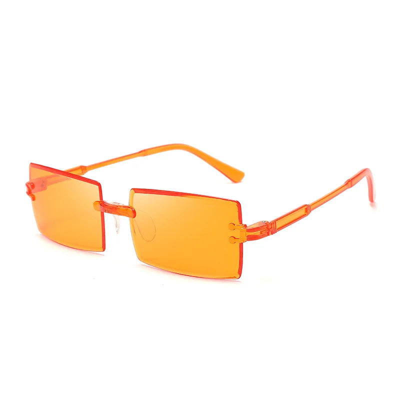 20 Pcs Per Set Rimless Rectangle Sunglasses Fashion Gradient Ocean Lenses Shades Ins Trendy Beach Vacation Sun Glasses