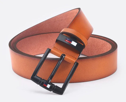Men's PU Leather Alloy Pin Square Buckle Belt Business Leisure Belts 2023 Fashion Black Coffee Brown Waist Belts for Men