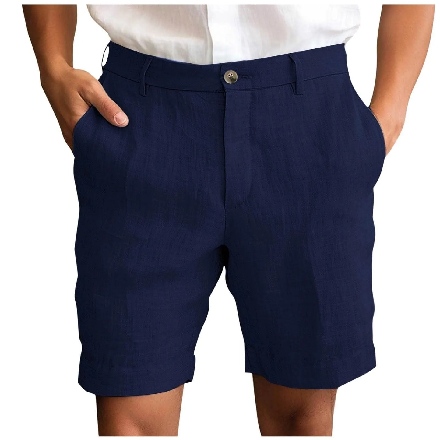 2025 Summer Cotton Linen Shorts for Men Solid Casual Button Pocket Beach Shorts Men's Comfortable Simple Vacation Leiture Pants