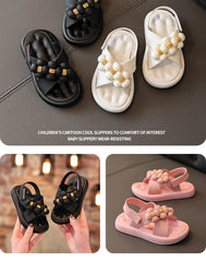 Kids Girls Sandals Platform Flats Princess Flower Children's Baby Summer Shoes Pink Soft