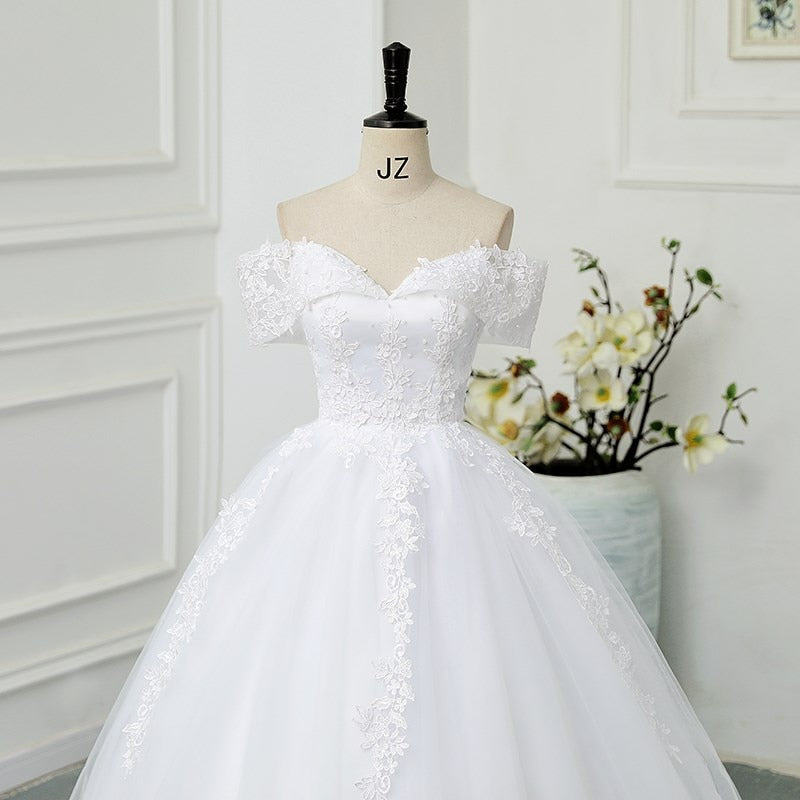 White Bridesmaid Dresses: Ball Gown Wedding Dresses Off The Shoulder Wedding Gowns