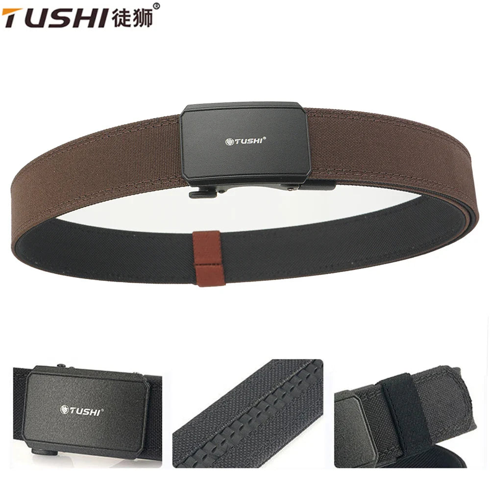 TUSHI Automatic Buckle Comfortable Nylon Military Gun Belt Outdoor Hunting Multifunctional IPSC Tactical Canvas Belt Men Belt