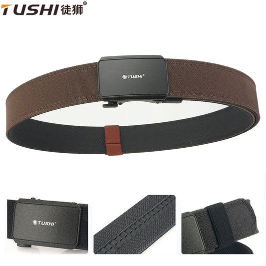 TUSHI Automatic Buckle Comfortable Nylon Military Gun Belt Outdoor Hunting Multifunctional IPSC Tactical Canvas Belt Men Belt
