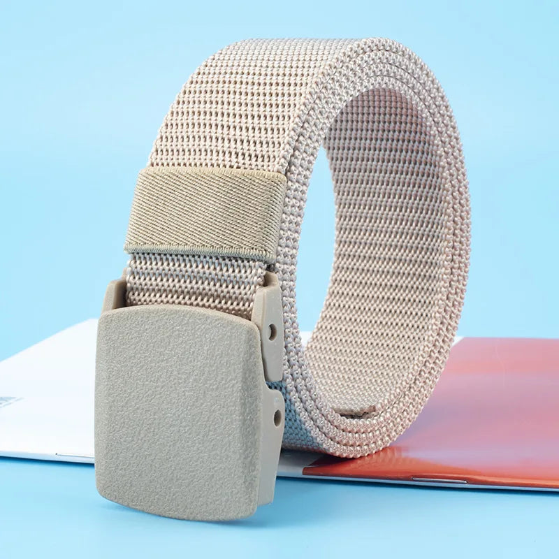 Newest 8 Colors Men Belts Military Nylon Adjustable Belt Outdoor Travel Tactical Waist Belt with Plastic Buckle for Pants 120cm