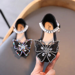 Girls Rhinestone Bow Sandals Summer Fashion Sequins Soft Girls Princess