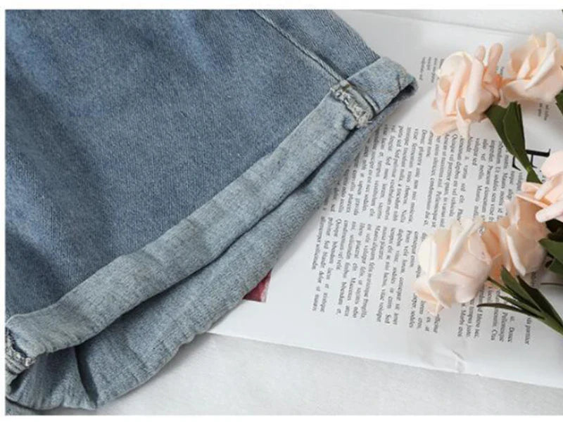 ZMZBCH Summer High Waist Denim Shorts Women Casual Loose Ladies Fashion Plus Size Elastic Waist Wide Leg Short Jeans Female