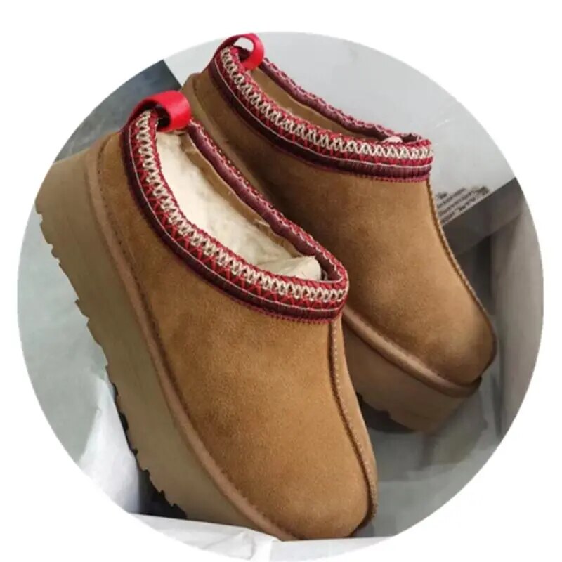 Winter Women's Boots Platform Real Sheepskin Wool Snow Boots Warmer Ladies