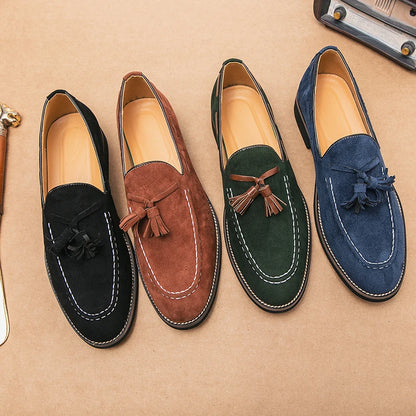 Italian Fashion Leather Shoes Moccasins For Men Mules  Business Male Formal Pointed Fashion Wedding Shoes Tassel Driving Shoes