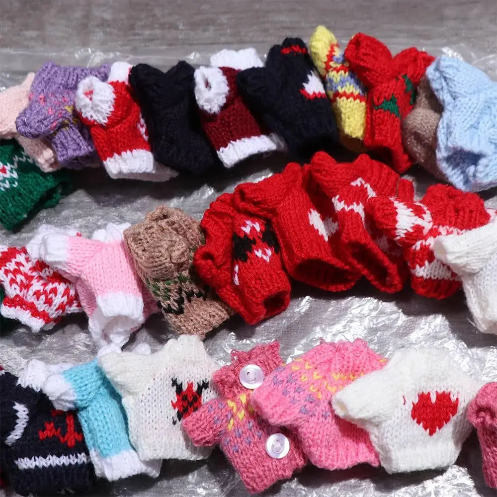 Christmas Style Dolls Sweater Dog Doll Clothes Cute White/Red/Green BJD Doll Clothes Mini 10cm for 16cm/17cm Bjd Doll