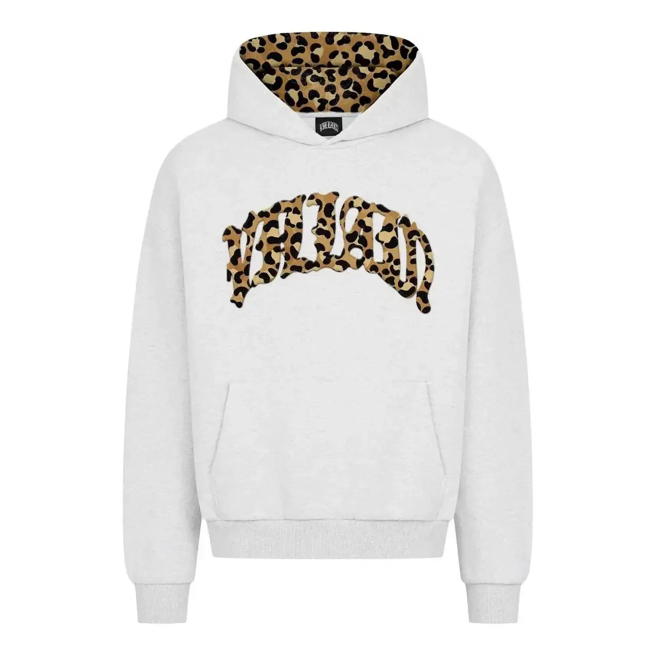 High street fashion leopard print letter embroidered men sportswear suit Y2K American casual retro hoodie trend loose clothing