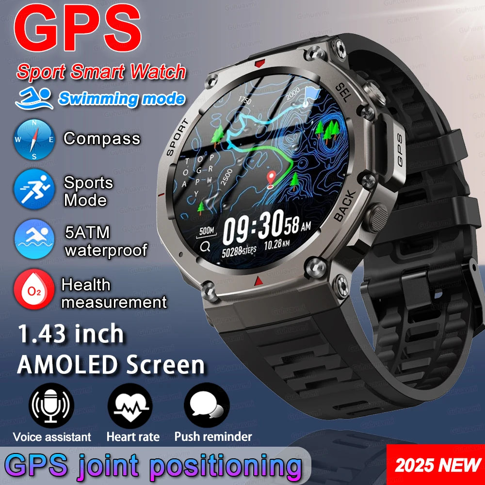 T-Rex 3 Ultra GPS Smart Watch 5 ATM Waterproof Built-in Dual-band GNSS Compass Military 170+ Sport Smartwatch Men 2025 New Watch