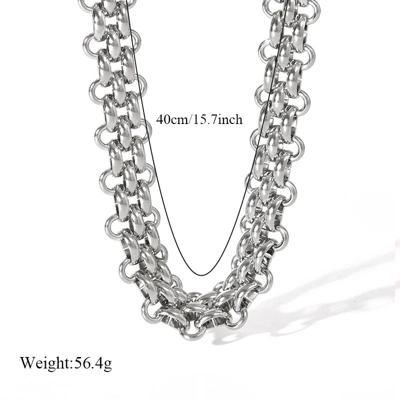 EILIECK 316L Stainless Steel Gold Silver Color Thick Chain Necklace For Women Fashion Cuban Neck Chain Waterproof Jewelry Gift
