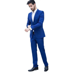 Blue Men Suits Slim Fit Casual Single Breasted Notch Lapel