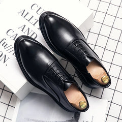 Business Formal Leather Shoes Men's Casual with Suit Low Top Solid Wedding Shoes