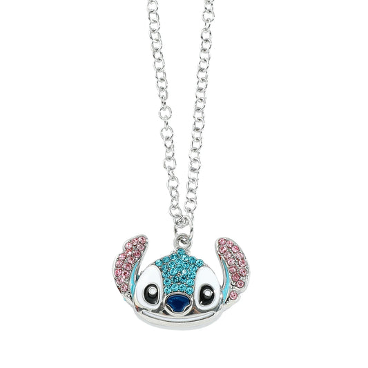 Disney Stitch Cartoon Pendant Necklace Cute Filled Rhinestones Jewelry Personality Sweater Chain Gift for Fashion Lovers
