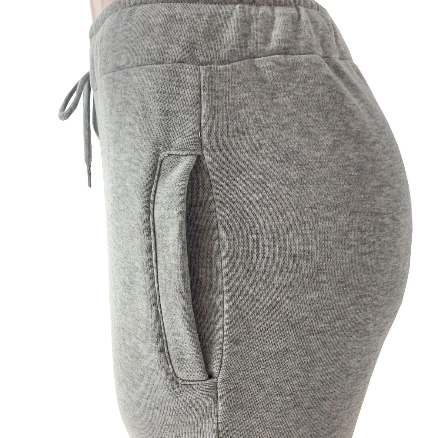 XS-3XL Size Stacked Sweat Pants Fall Winter Women's Mid Waist Thick Stacked