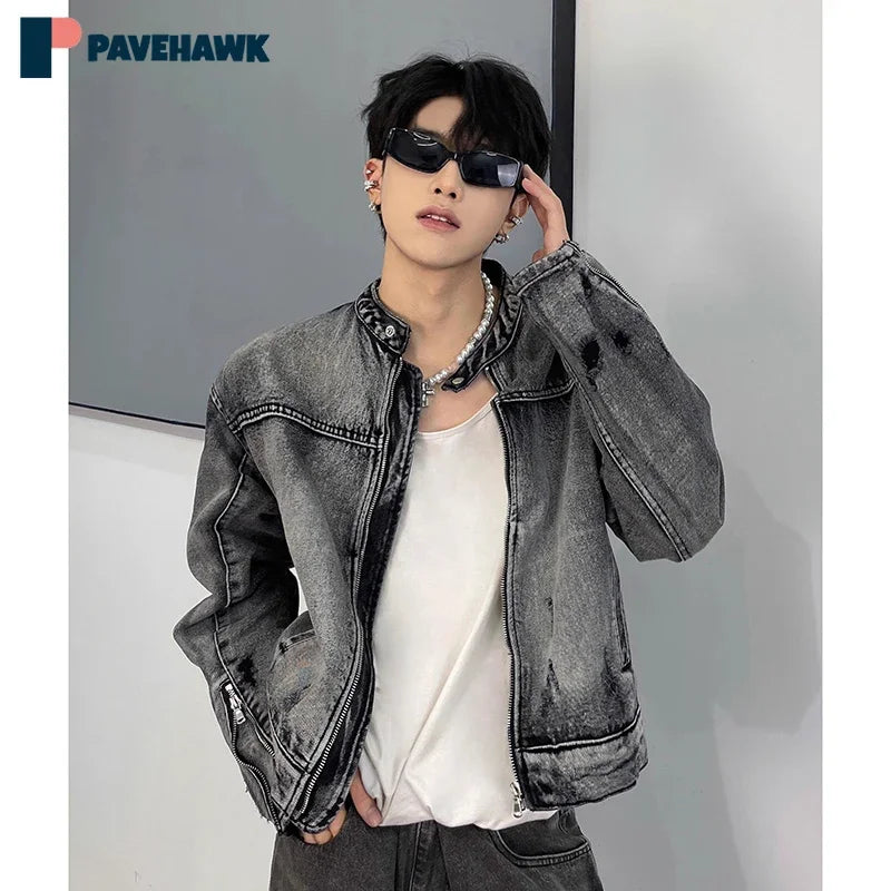 Wash Vintage Denim Jacket Man Woman High Street Loose Cowboy Coats