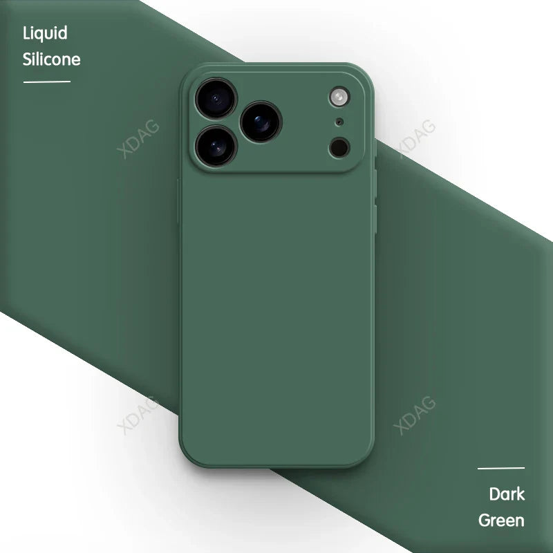 Liquid Silicone Original Phone Case for iPhone 17 Pro Max Air 17Pro 17Max 5G Straight Edge Lens Protection Soft Basic Back Cover