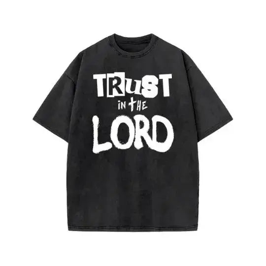 Men's T-shirt Jesus washed short-sleeved oversize T-shirt streetwear printed retro T-shirt suitable for both men and women