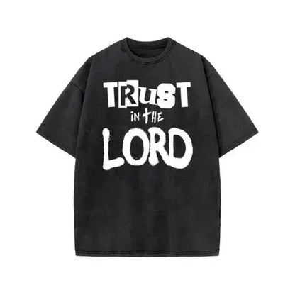 Men's T-shirt Jesus washed short-sleeved oversize T-shirt streetwear printed retro T-shirt suitable for both men and women
