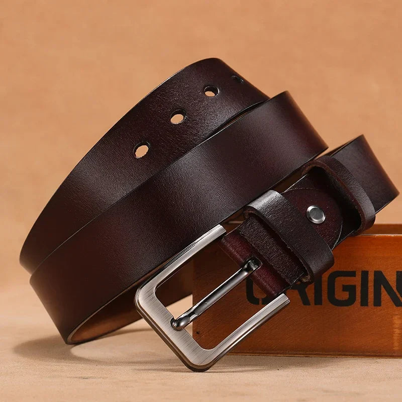 High Quality Genuine Leather LONG Large Pin Buckle Male Belts Waist for Mens 110 120 130 140 150 160 170cm Plus Size Men Belts