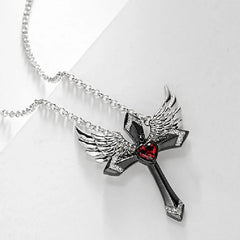 Classic Income Fashion Angel Wings Pendant Necklace Ladies Cross Guardian Jewelry