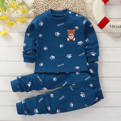 New cartoon cotton sports set Male baby spring printed T-shirt+trousers female baby casual solid color set 0-5 year old baby