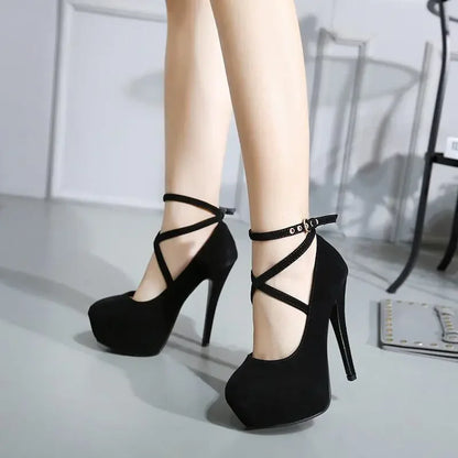 Sexy Classic High Heels Women's Sandals Summer Shoes Ladies Strappy Pumps Platform Heels Woman Ankle Strap Shoes