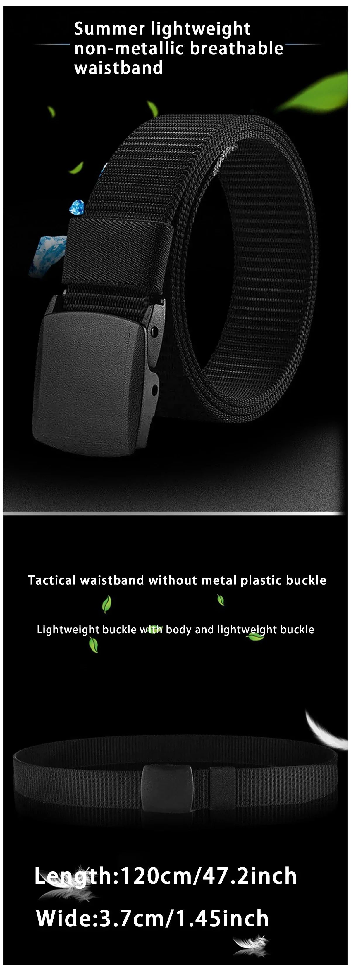 Nylon Belt Automatic Buckle Outdoor Sports Multifunctional Tactical Canvas Belts Light Comfortable Non-metal Belt For Men Women