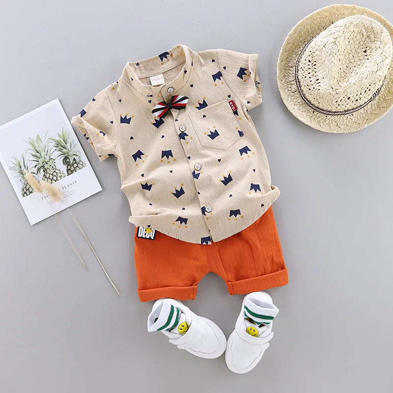 New Summer Baby Clothes Suit Kids Boys Clothing Children Casual Shirt Shorts 2Pcs/Sets Toddler Sports Costume Infant Tracksuits
