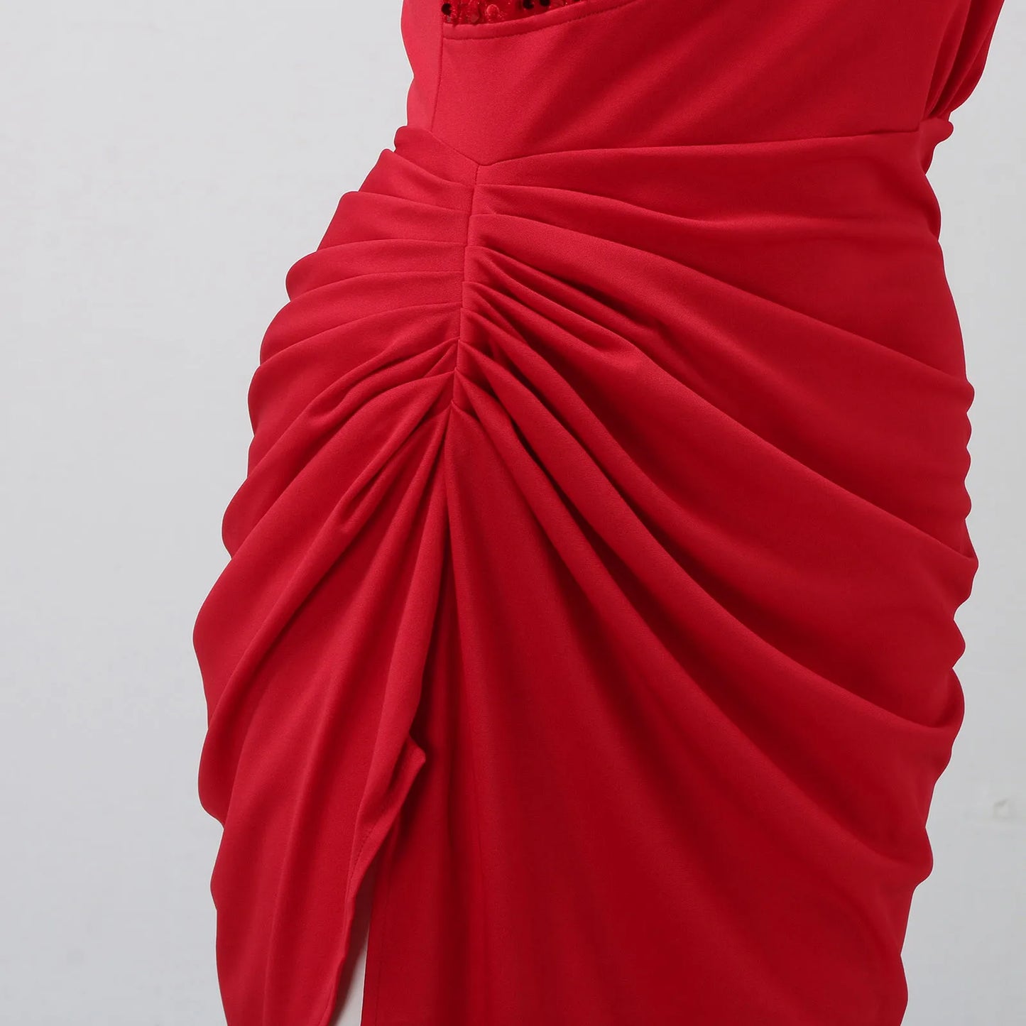 Evening wear Dresses: Women's Fashion Sequins Splicing Pleated Cocktail Dress