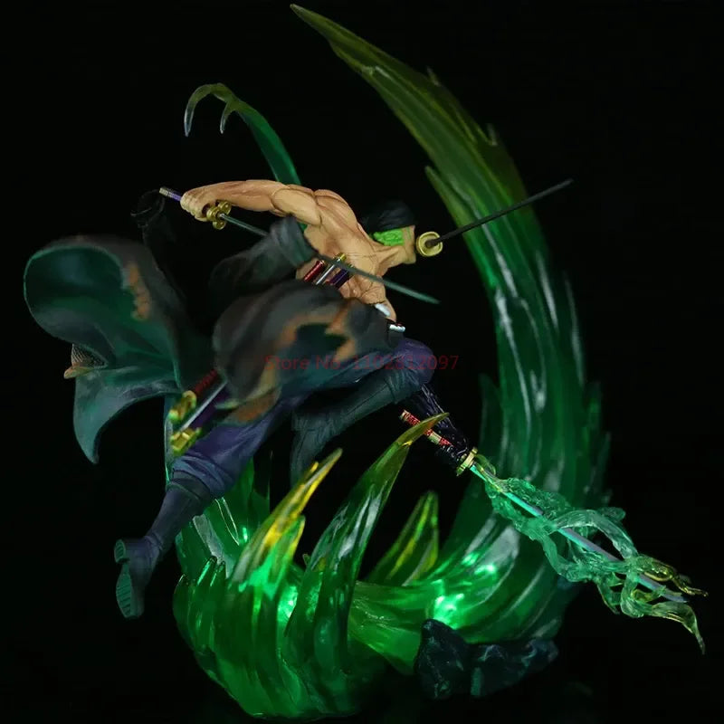 24cm One Piece Figure Roronoa Zoro Anime Figures Gk Luminous Pvc Statue Model Cool Room Decoration Toy Gift Children