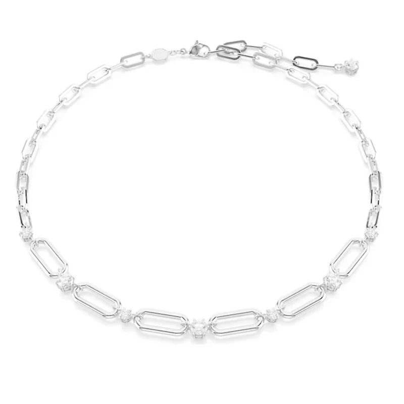 High Quality Charms Gift Fine Jewelry Sets Original Luxury Shiny Gold Silver Crystal Necklace Bracelet Large Hoop Earrings Women