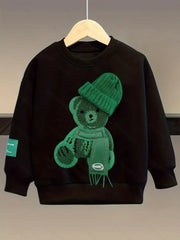 Autumn Children Boy Clothes Set Baby Girls Cartoon Embroidery Bear Sweatshirts Pullover Top and Pants Suit Teenage Tracksuits