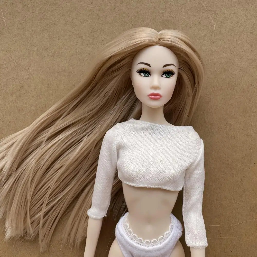 1/6 PP Face Mold Super Model Doll Figures FR Beige Dark Brown Skin Tone Joints Movable Solid Doll 30cm Doll Kids Birthday Gift