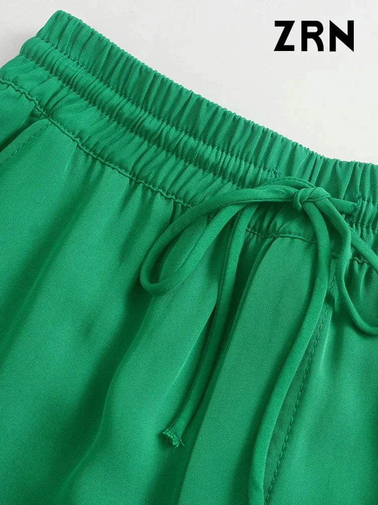 Women Chic Fashion Side Pockets Loose Wide Leg Pants