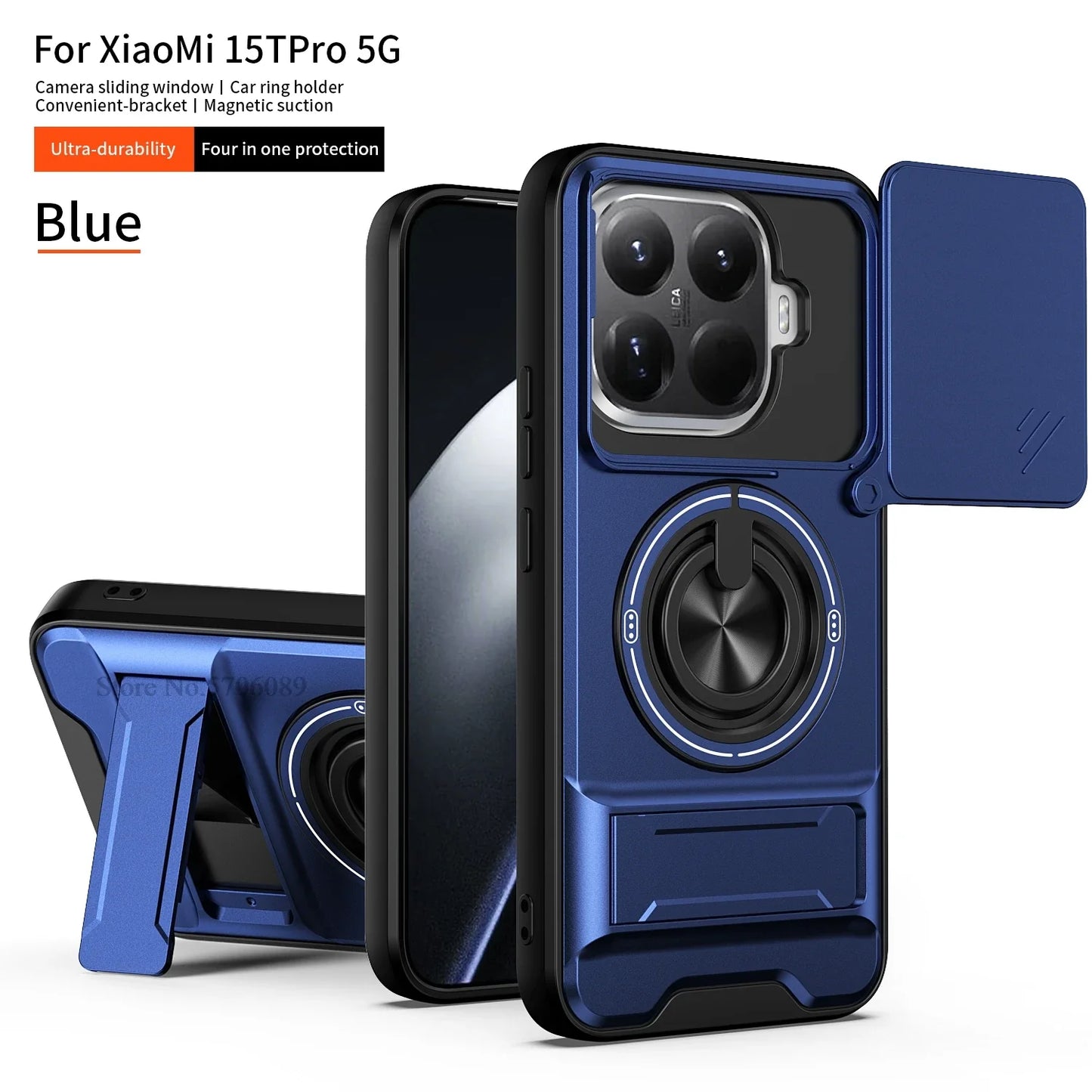 15T/15T Pro Armor Case For Xiaomi 15T Pro Case Shockproof Slide Lens Protector Phone Cover For Xiaomi 15T Case Fundas With Ring