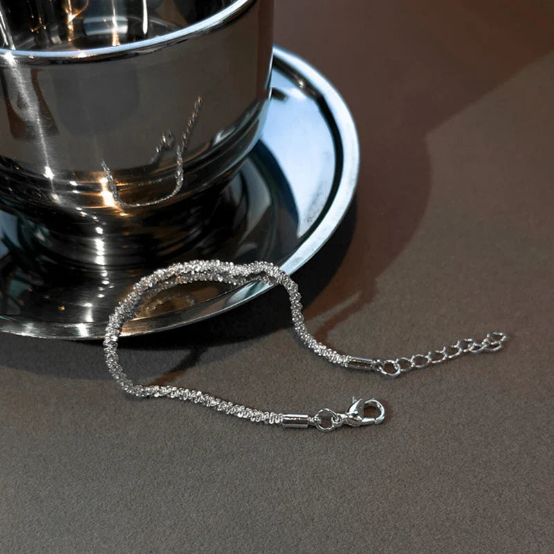 New Silver Colour Sparkling Gypsophila Adjustable Bracelet & Bangle for Women Fine Fashion Jewelry Wedding Party Gift