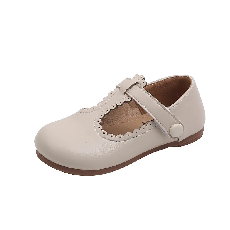 Children's Leather Shoes Simple Cute Kids Lace Breathable